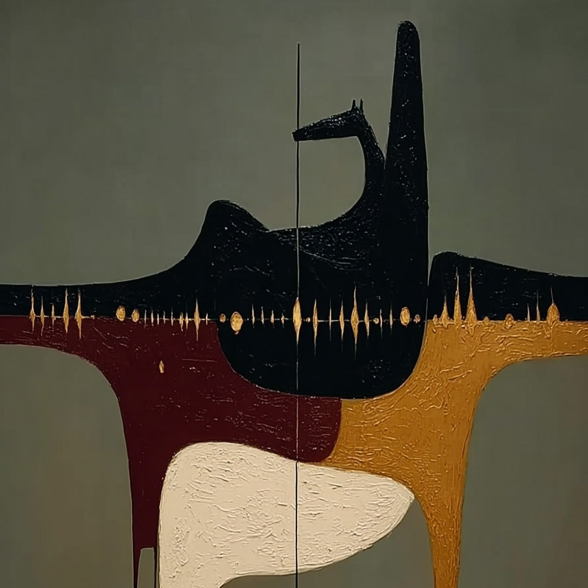 THE CONDUIT: Textured Minimalist Abstract Painting with Gold Accents - Image 3