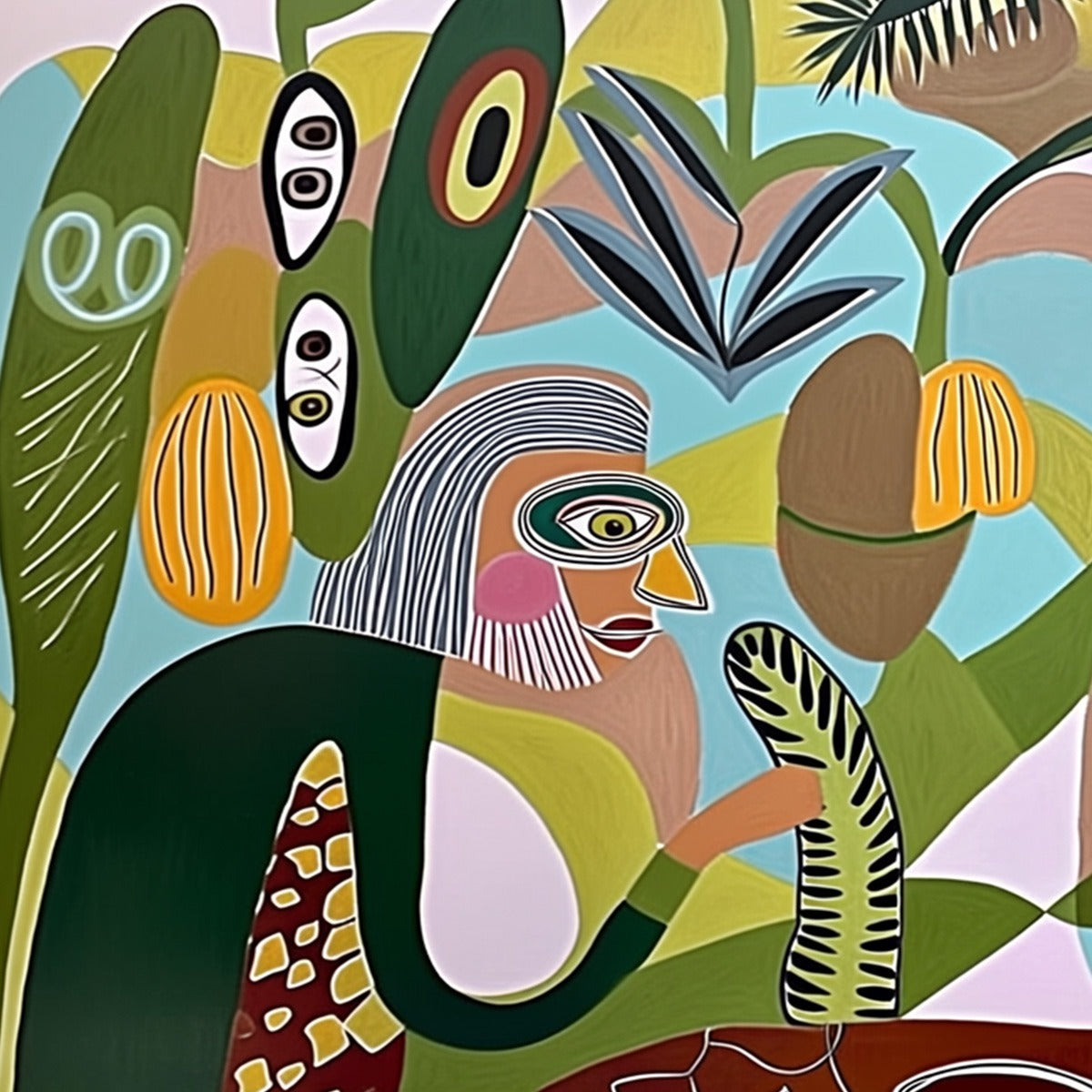 THE CONVERSATIONALISTS: Large Horizontal Boho Abstract Figurative Painting - Image 3