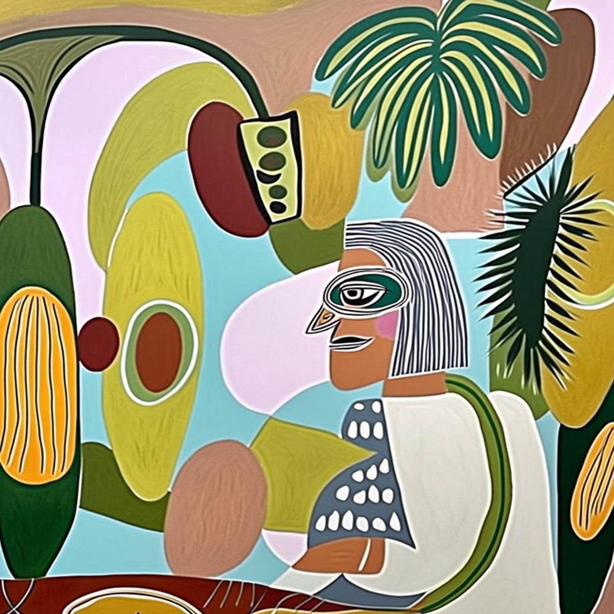 THE CONVERSATIONALISTS: Large Horizontal Boho Abstract Figurative Painting - Image 5