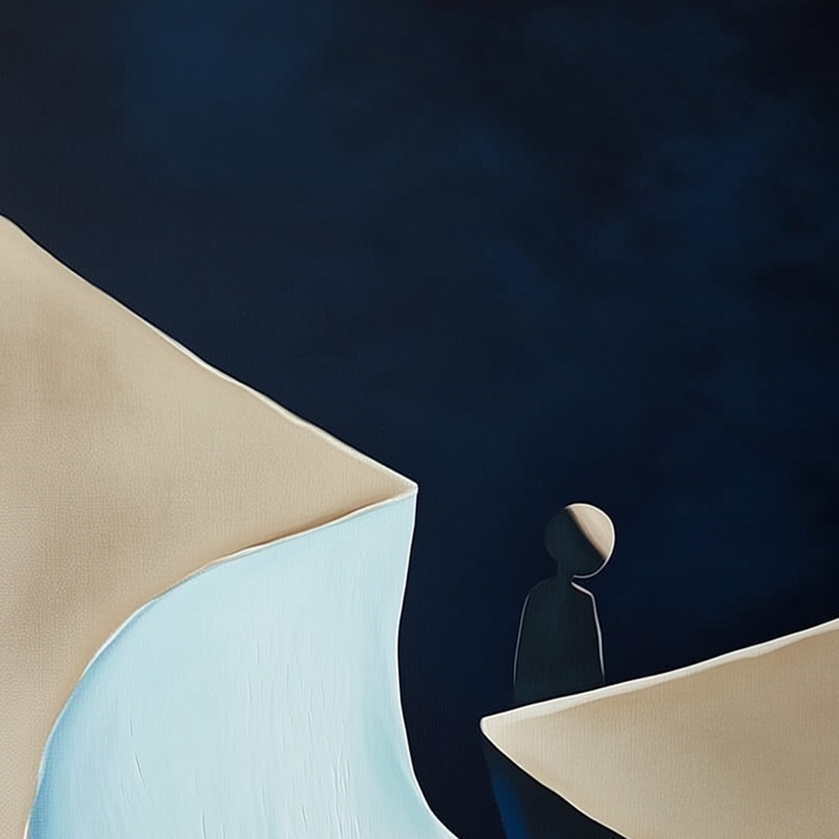 THE CROSSING: Minimalist Abstract Painting of a Figure's Journey - Image 3