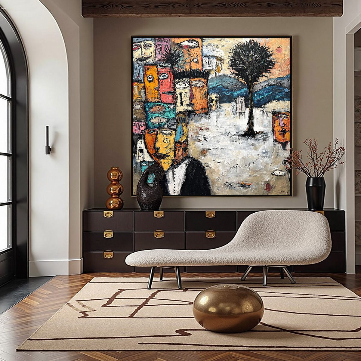 THE CROWD WITHIN: Colorful Abstract Figurative Impasto Painting - Image 4