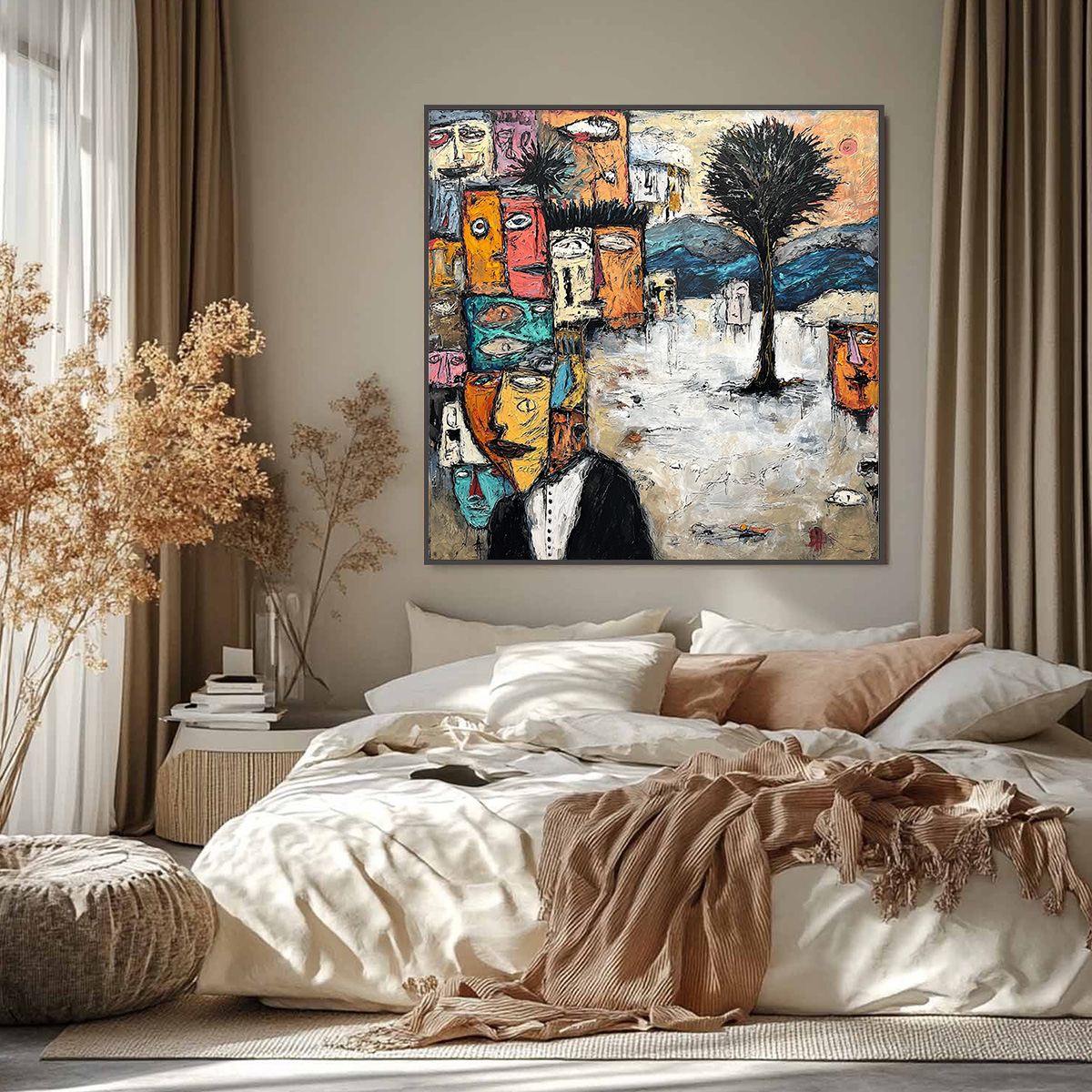 THE CROWD WITHIN: Colorful Abstract Figurative Impasto Painting - Image 2