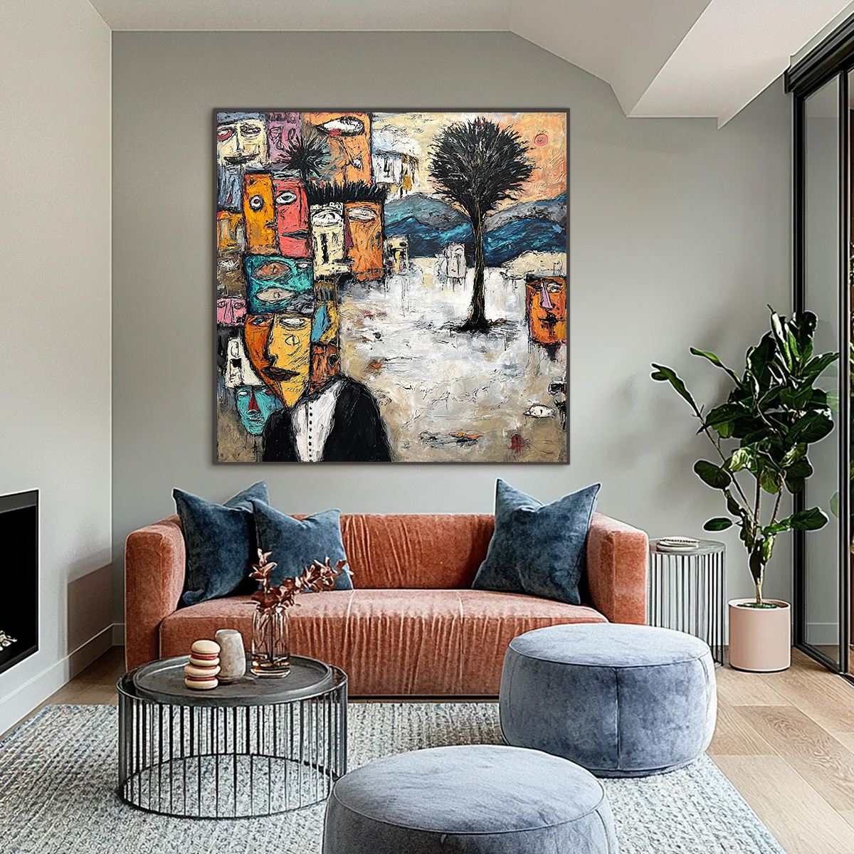 THE CROWD WITHIN: Colorful Abstract Figurative Impasto Painting - Image 6