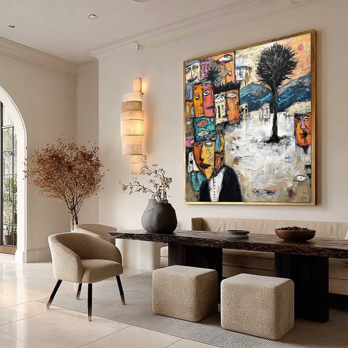 THE CROWD WITHIN: Colorful Abstract Figurative Impasto Painting - Image 8