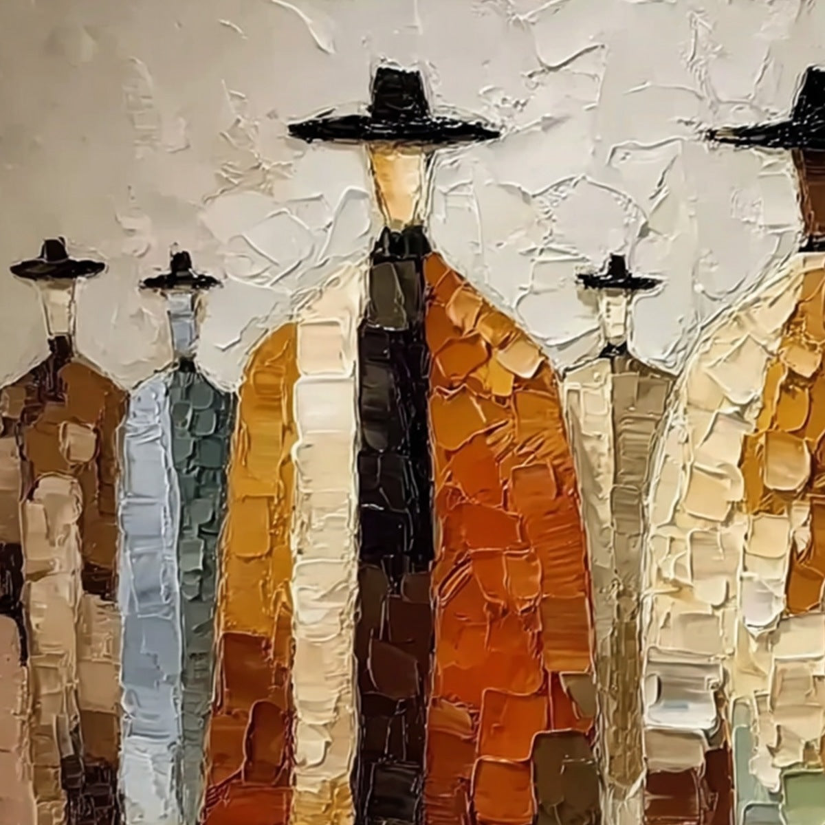 THE FELLOWSHIP: Heavy Texture Palette Knife Painting of Figures - Image 3