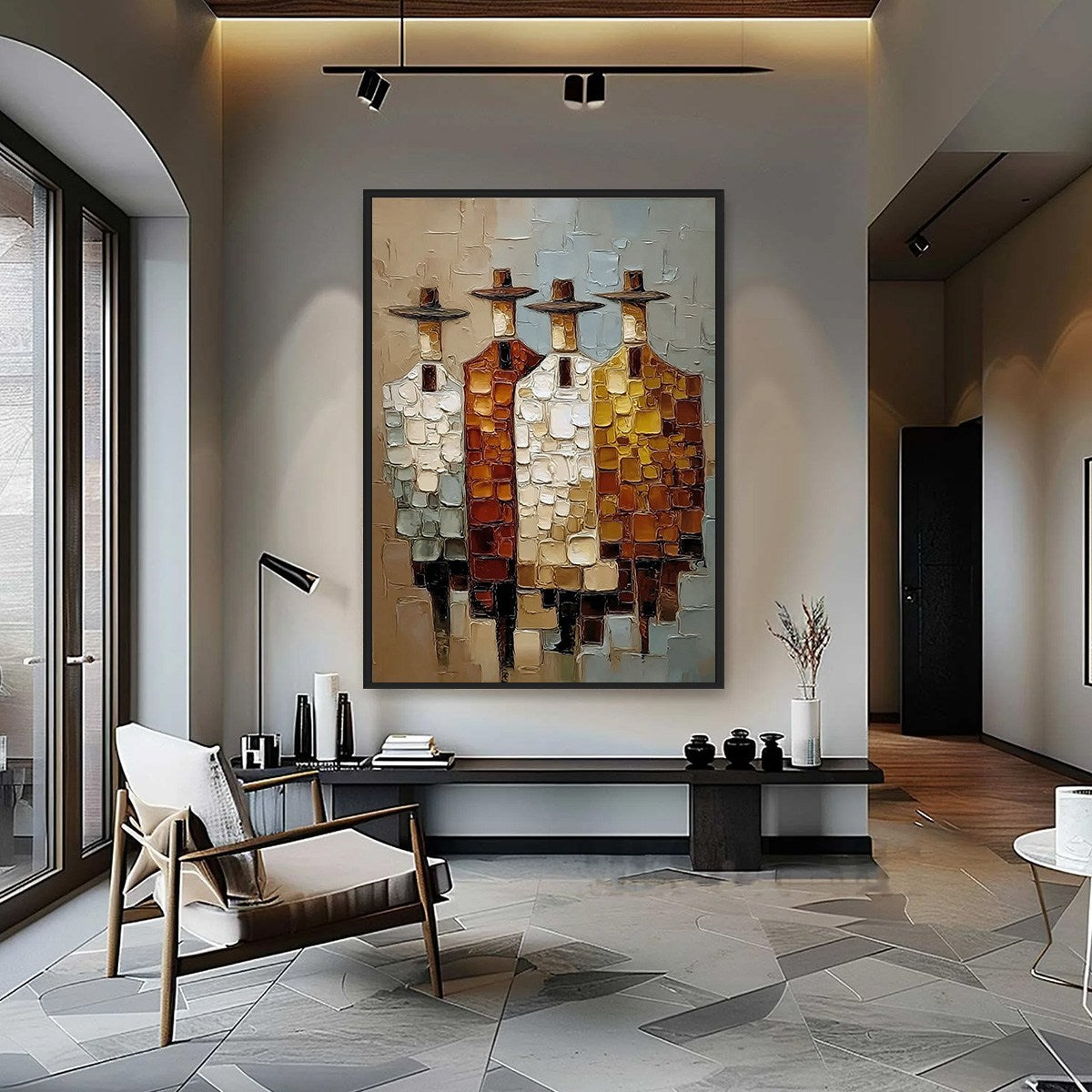 THE FELLOWSHIP: Textured Abstract Figurative Painting of Four Men - Image 2
