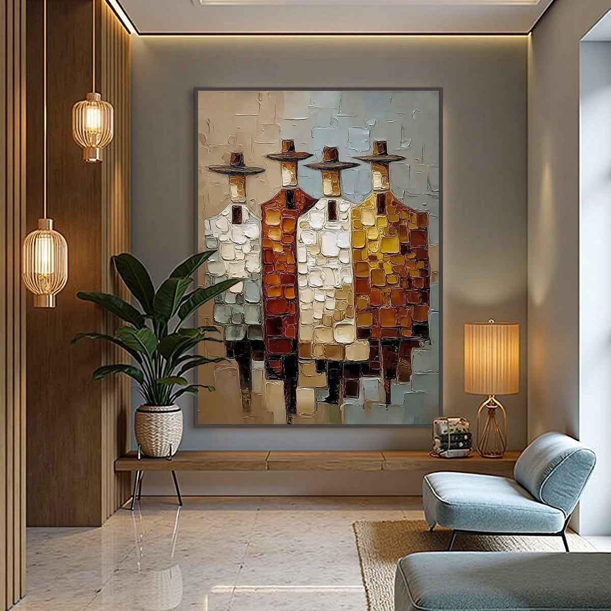 THE FELLOWSHIP: Textured Abstract Figurative Painting of Four Men - Image 4