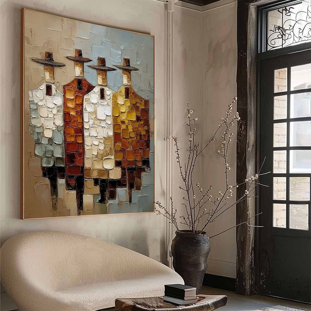 THE FELLOWSHIP: Textured Abstract Figurative Painting of Four Men - Image 8