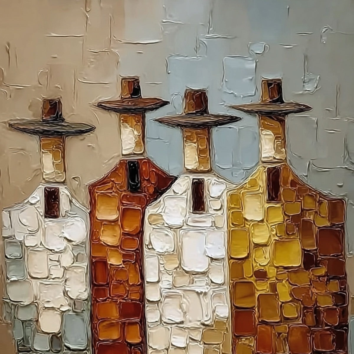 THE FELLOWSHIP: Textured Abstract Figurative Painting of Four Men - Image 3
