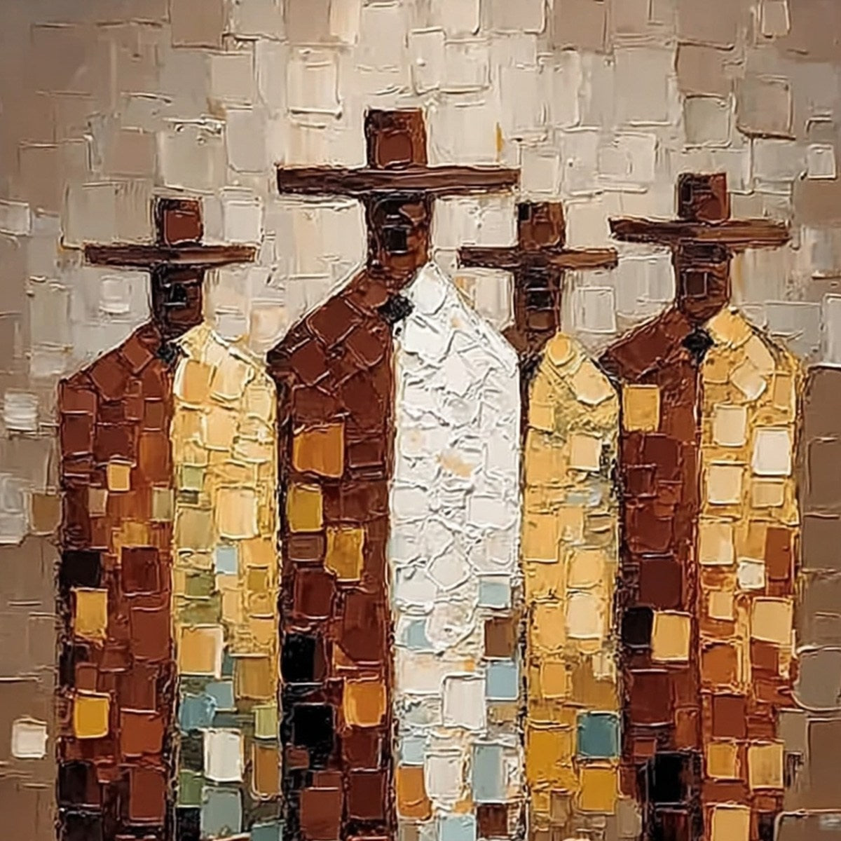 THE FELLOWSHIP: Textured Impasto Figurative Palette Knife Painting - Image 3