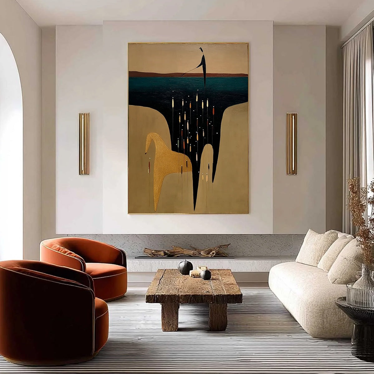 THE FERRYMAN'S PASSAGE: Vertical Abstract Figurative Wall Art - Image 4
