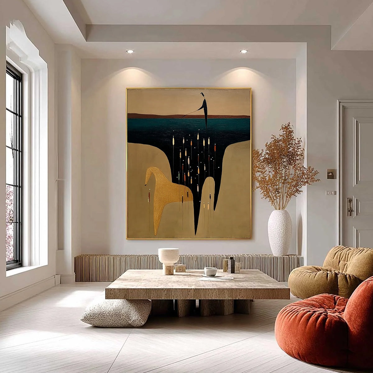 THE FERRYMAN'S PASSAGE: Vertical Abstract Figurative Wall Art - Image 2