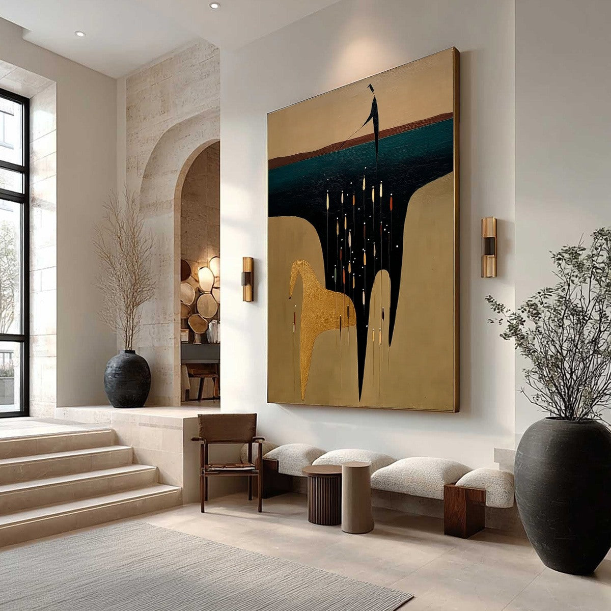 THE FERRYMAN'S PASSAGE: Vertical Abstract Figurative Wall Art - Image 7