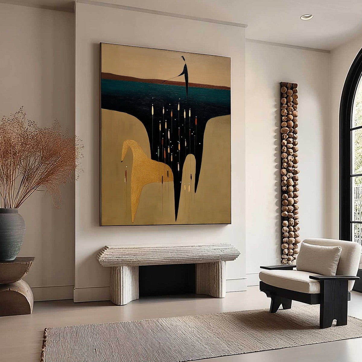 THE FERRYMAN'S PASSAGE: Vertical Abstract Figurative Wall Art - Image 8