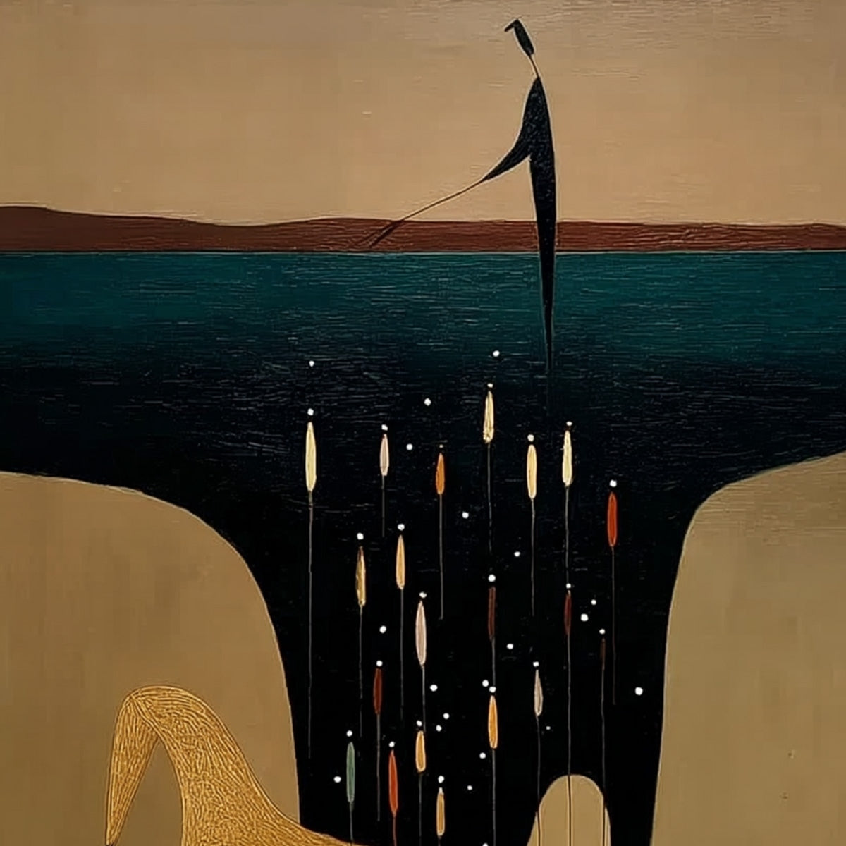 THE FERRYMAN'S PASSAGE: Vertical Abstract Figurative Wall Art - Image 3
