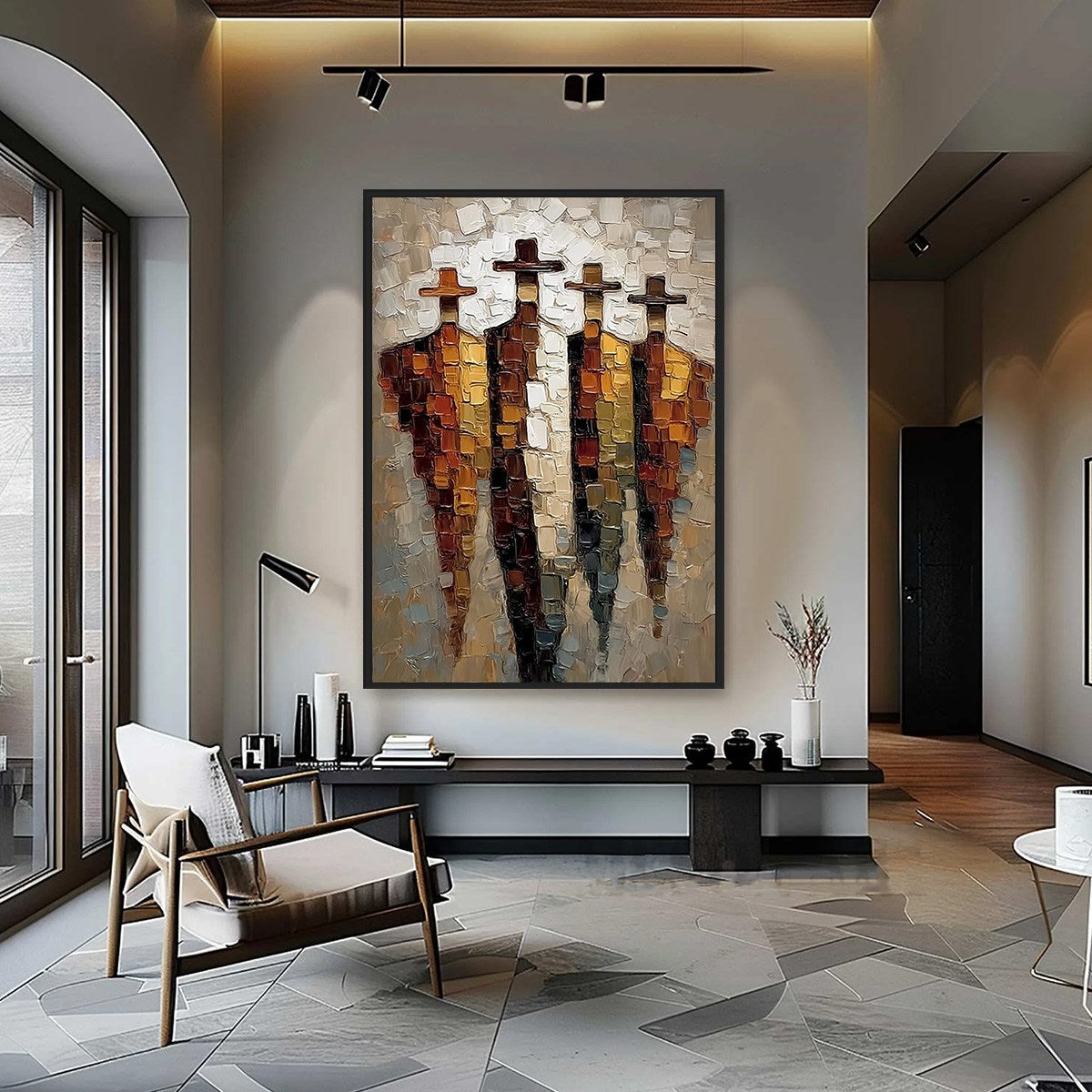 THE FOUR JOURNEYMEN: Abstract Figurative Impasto Palette Knife Painting - Image 4