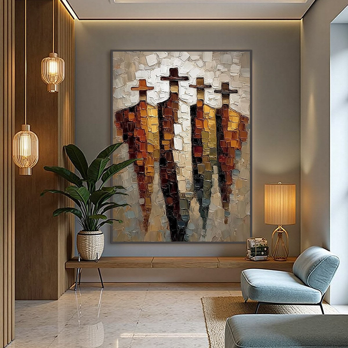 THE FOUR JOURNEYMEN: Abstract Figurative Impasto Palette Knife Painting - Image 6