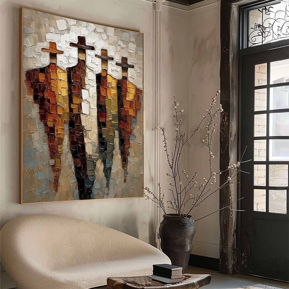 THE FOUR JOURNEYMEN: Abstract Figurative Impasto Palette Knife Painting - Image 8