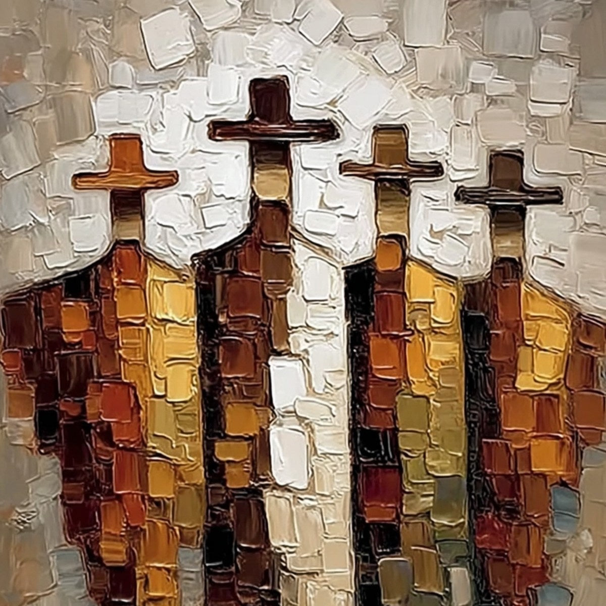 THE FOUR JOURNEYMEN: Abstract Figurative Impasto Palette Knife Painting - Image 3