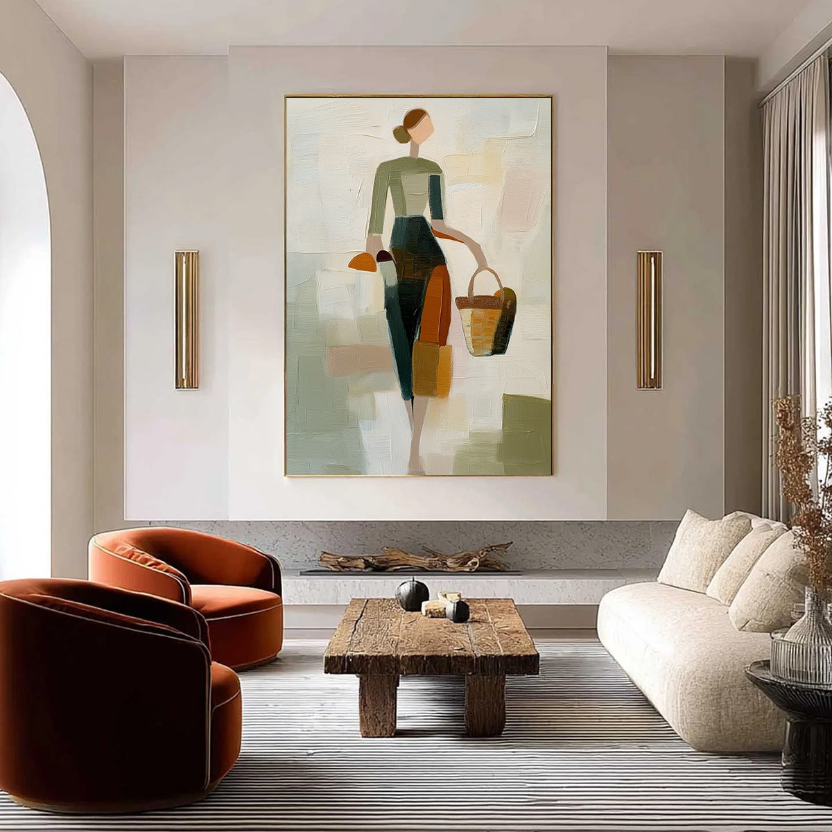 THE GATHERER: Textured Abstract Figurative Painting of a Woman - Image 2