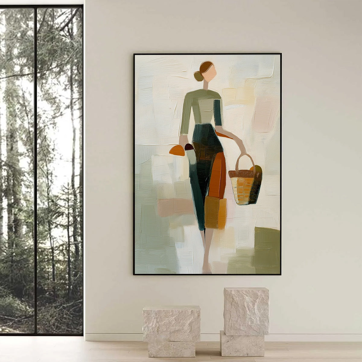 THE GATHERER: Textured Abstract Figurative Painting of a Woman - Image 6