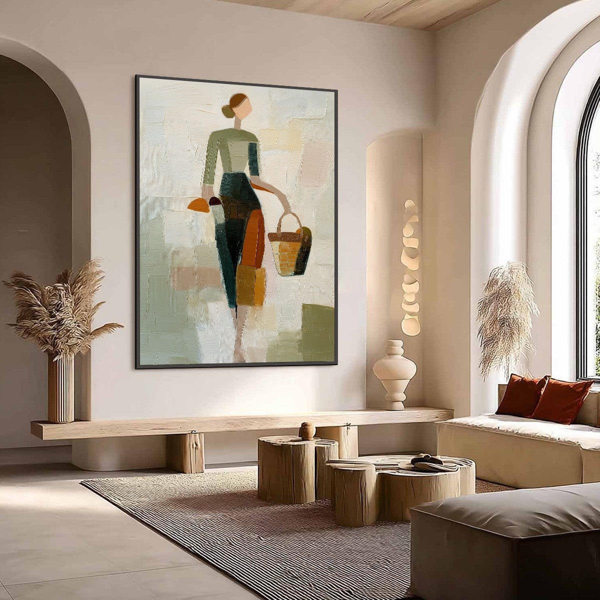 THE GATHERER: Textured Abstract Figurative Painting of a Woman - Image 7