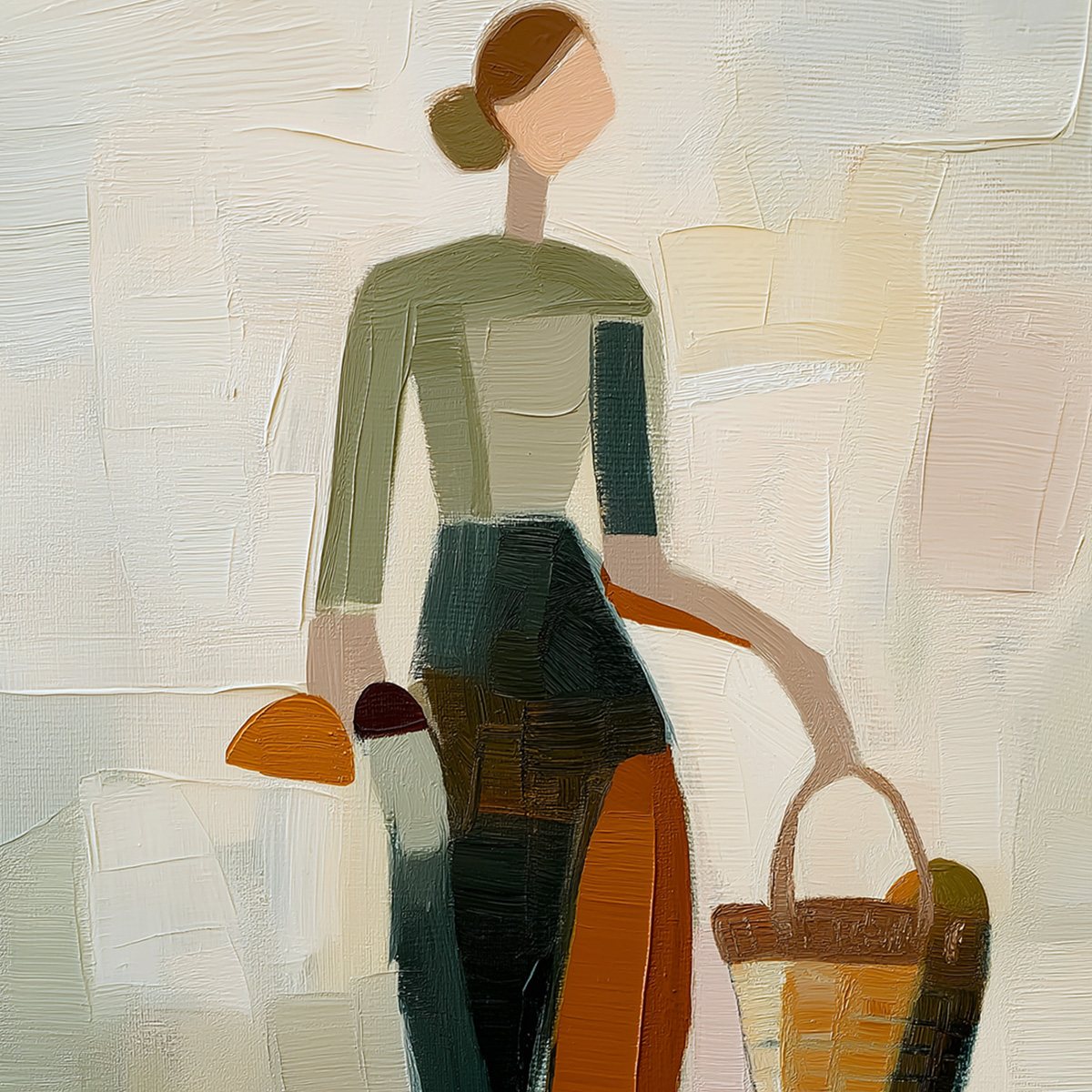 THE GATHERER: Textured Abstract Figurative Painting of a Woman - Image 3