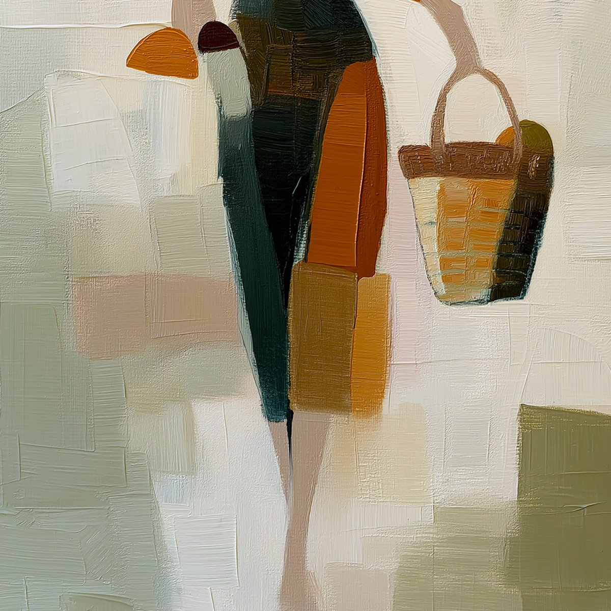 THE GATHERER: Textured Abstract Figurative Painting of a Woman - Image 5