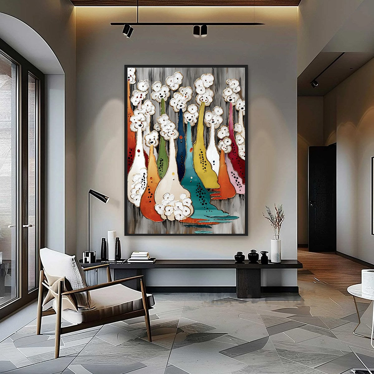 THE GATHERING: Colorful Textured Abstract Figurative Painting - Image 2