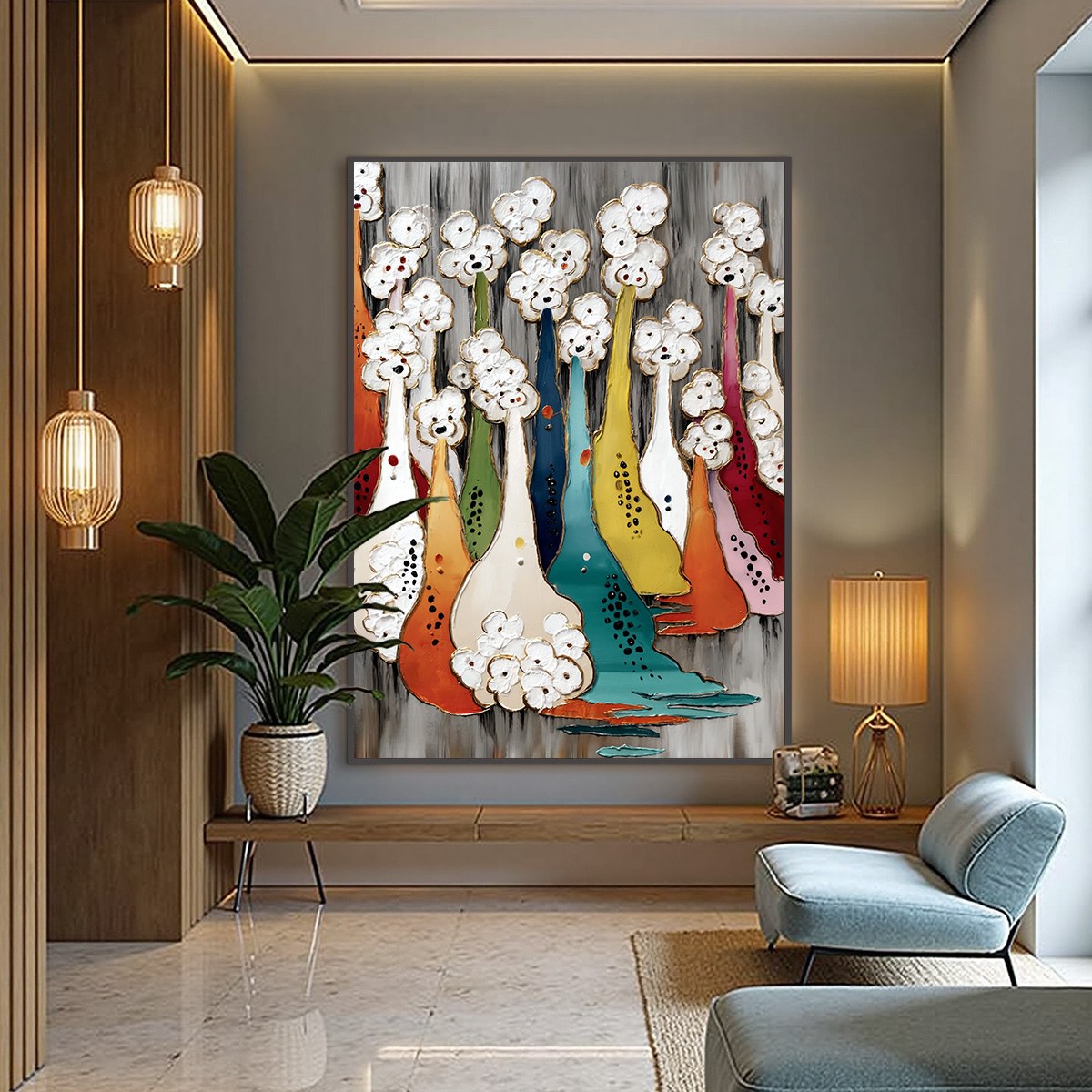 THE GATHERING: Colorful Textured Abstract Figurative Painting - Image 4