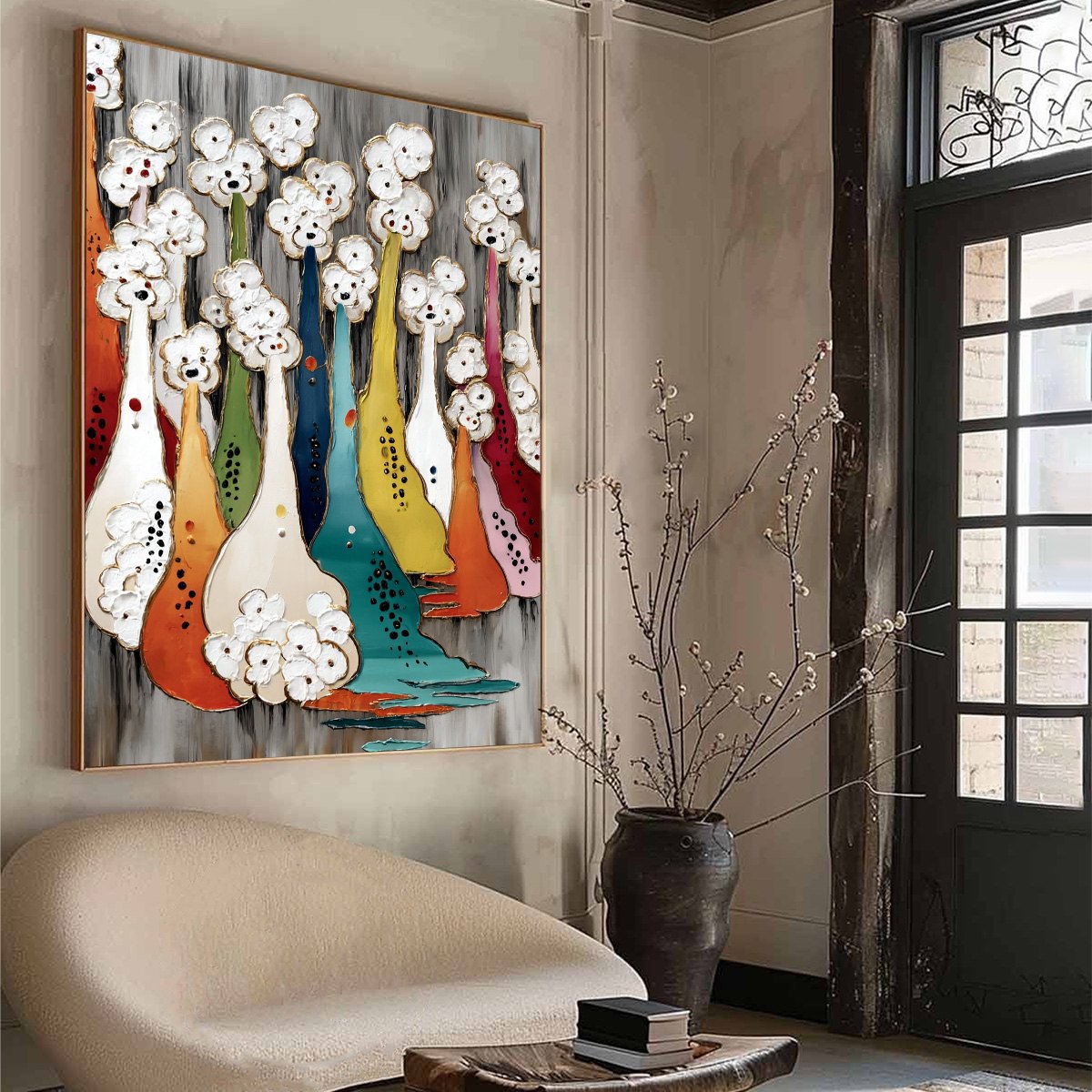 THE GATHERING: Colorful Textured Abstract Figurative Painting - Image 8