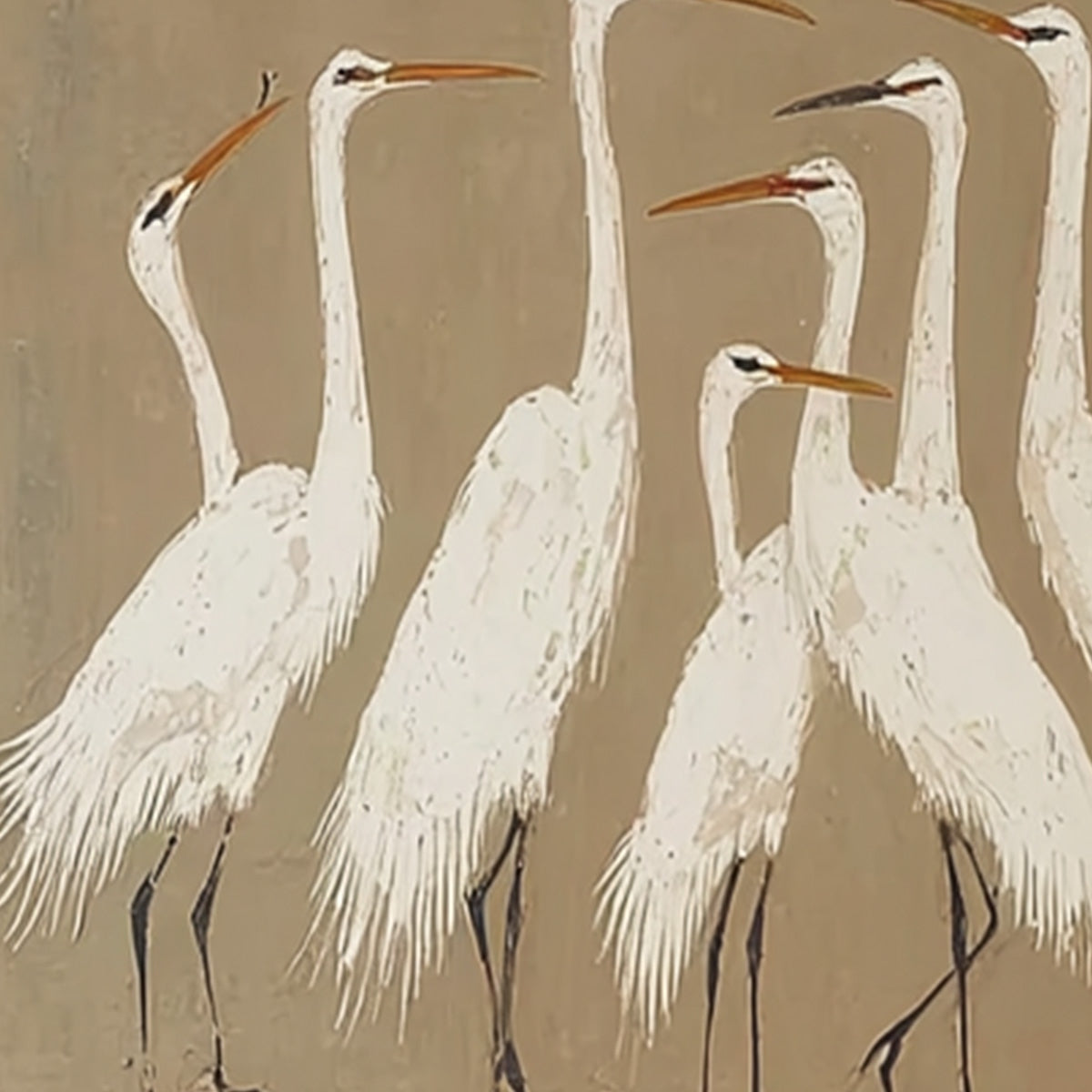THE GATHERING: Elegant White Egret Flock Animal Oil Painting - Image 5