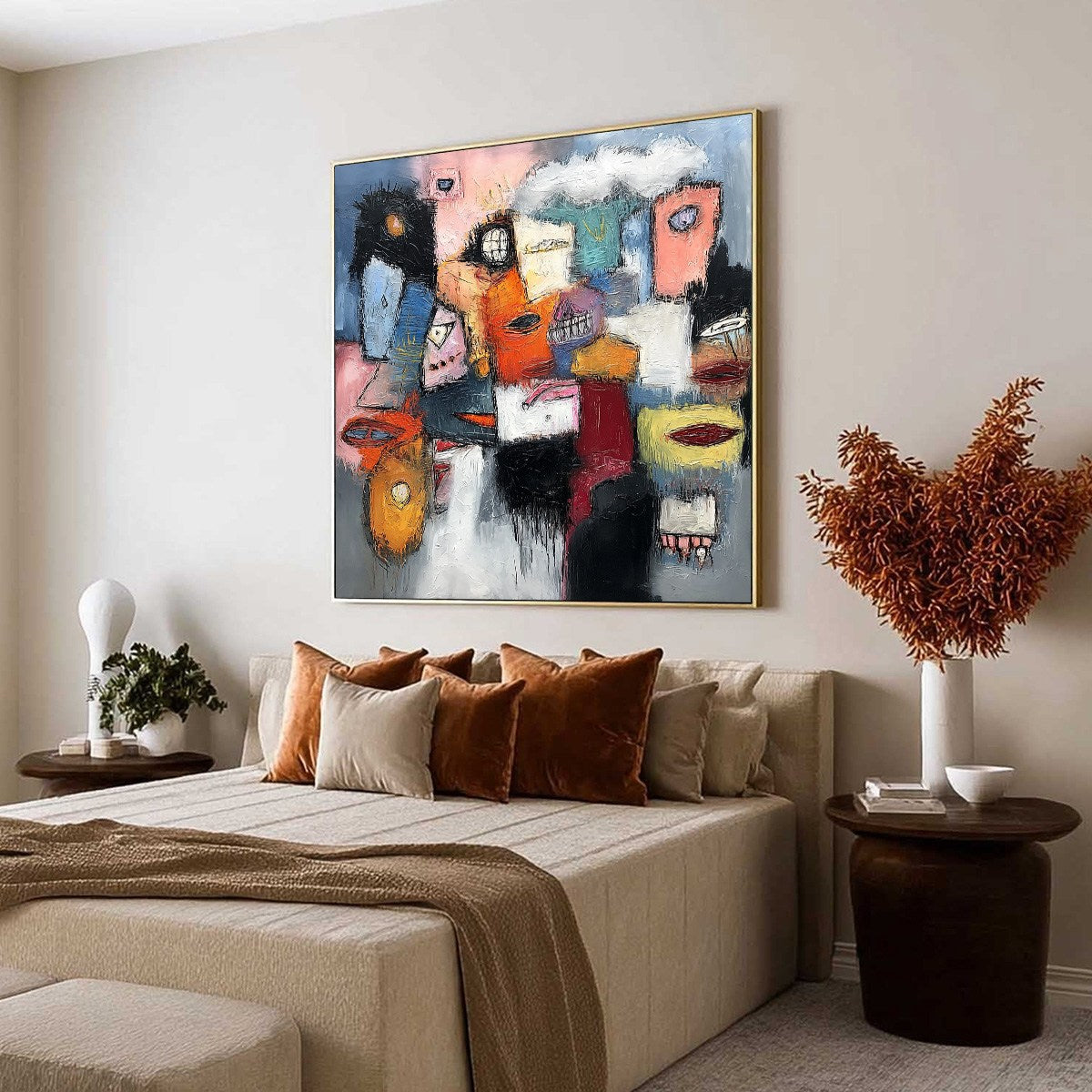 THE GATHERING: Large Colorful Square Abstract Impasto Wall Art - Image 7