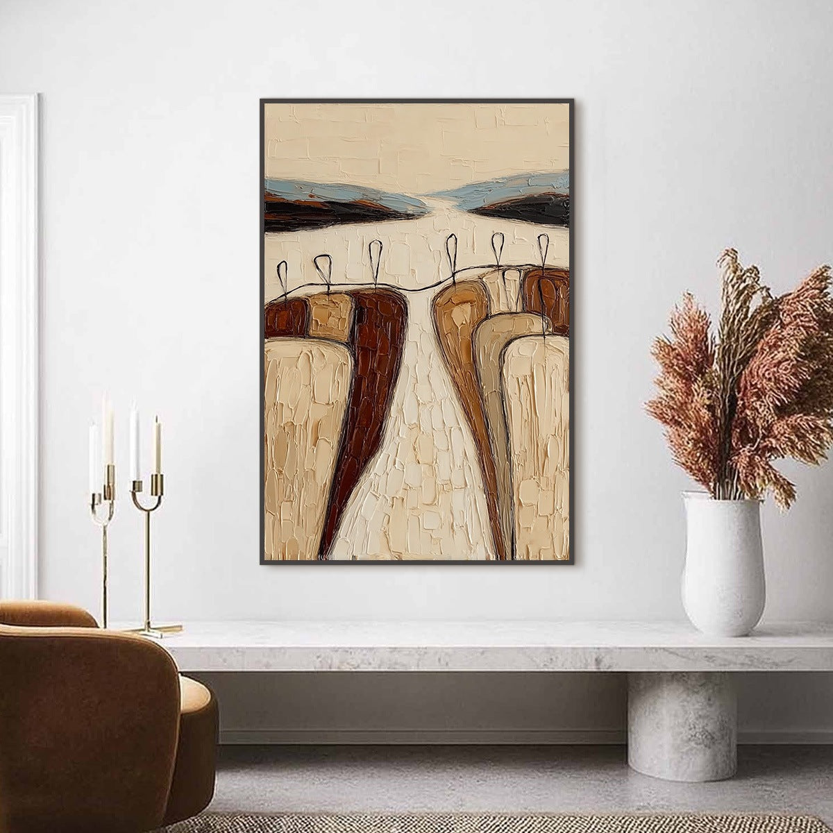 THE GATHERING: Textured Wabi Sabi Abstract Landscape Painting - Image 2