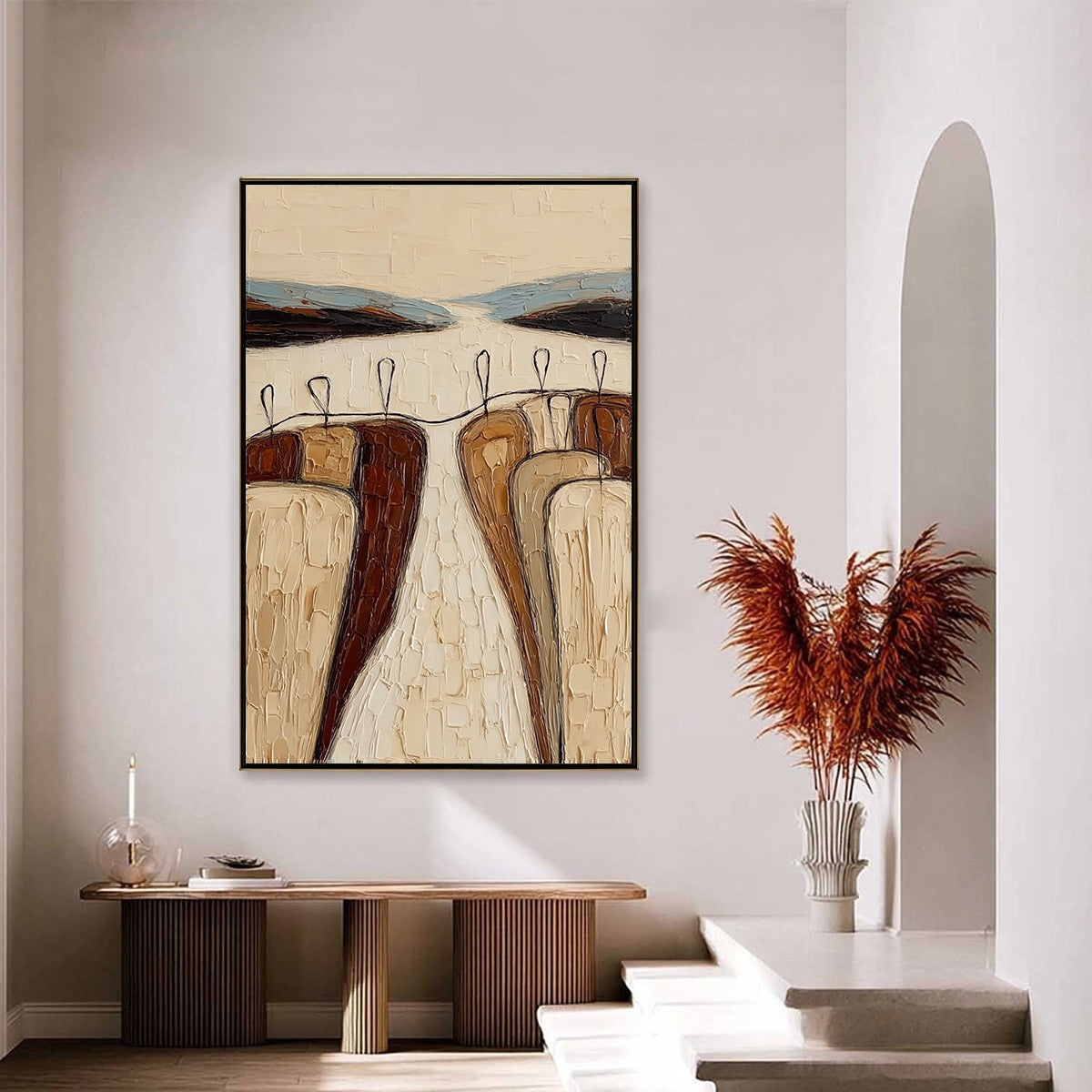 THE GATHERING: Textured Wabi Sabi Abstract Landscape Painting - Image 4