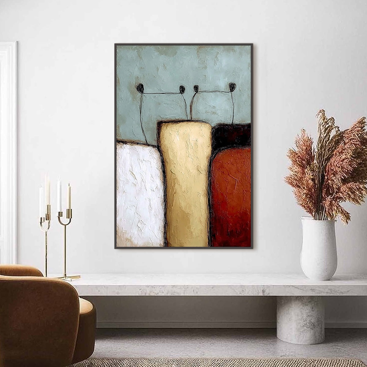 THE GATHERING: Textured Wabi Sabi Abstract Painting of Earthy Forms - Image 2