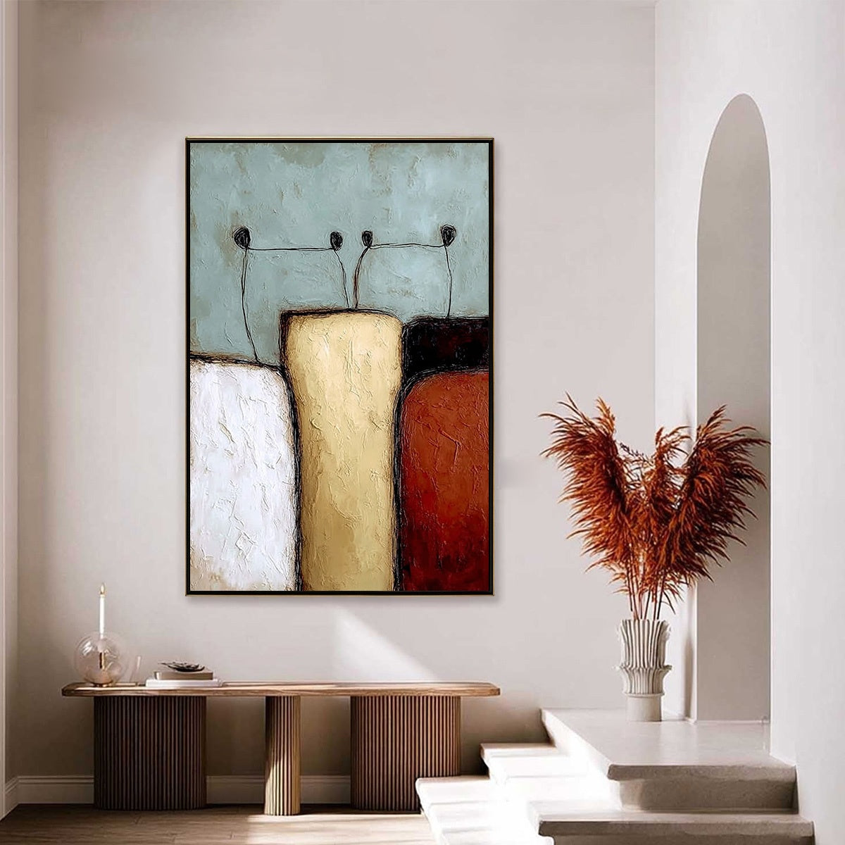 THE GATHERING: Textured Wabi Sabi Abstract Painting of Earthy Forms - Image 4