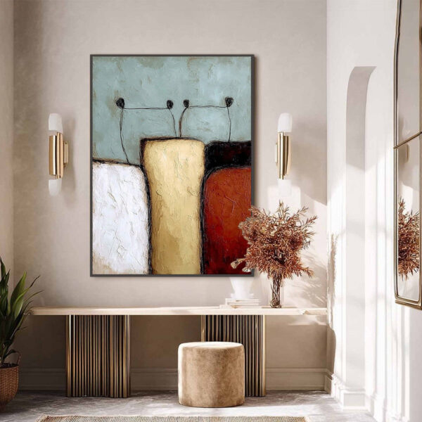 THE GATHERING: Textured Wabi Sabi Abstract Painting of Earthy Forms