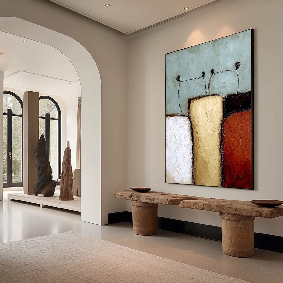 THE GATHERING: Textured Wabi Sabi Abstract Painting of Earthy Forms - Image 7