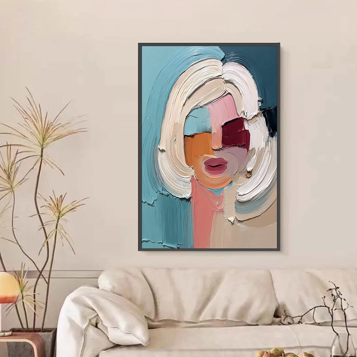 THE GAZE: Textured Abstract Portrait Palette Knife Painting - Image 2