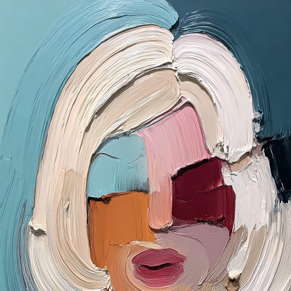 THE GAZE: Textured Abstract Portrait Palette Knife Painting - Image 3