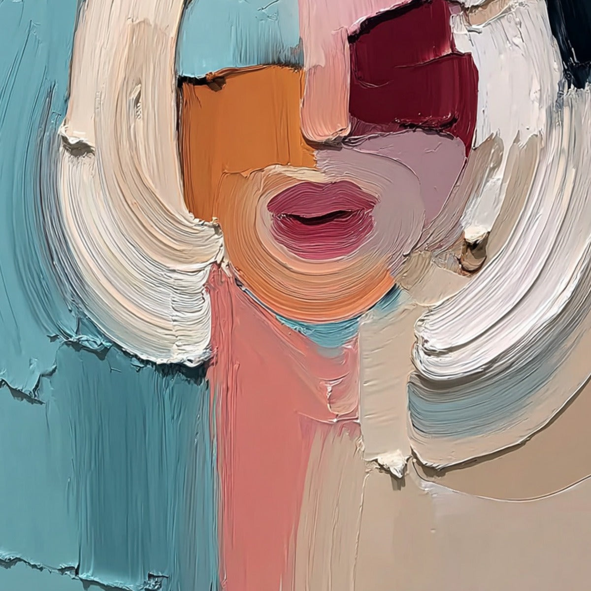 THE GAZE: Textured Abstract Portrait Palette Knife Painting - Image 5