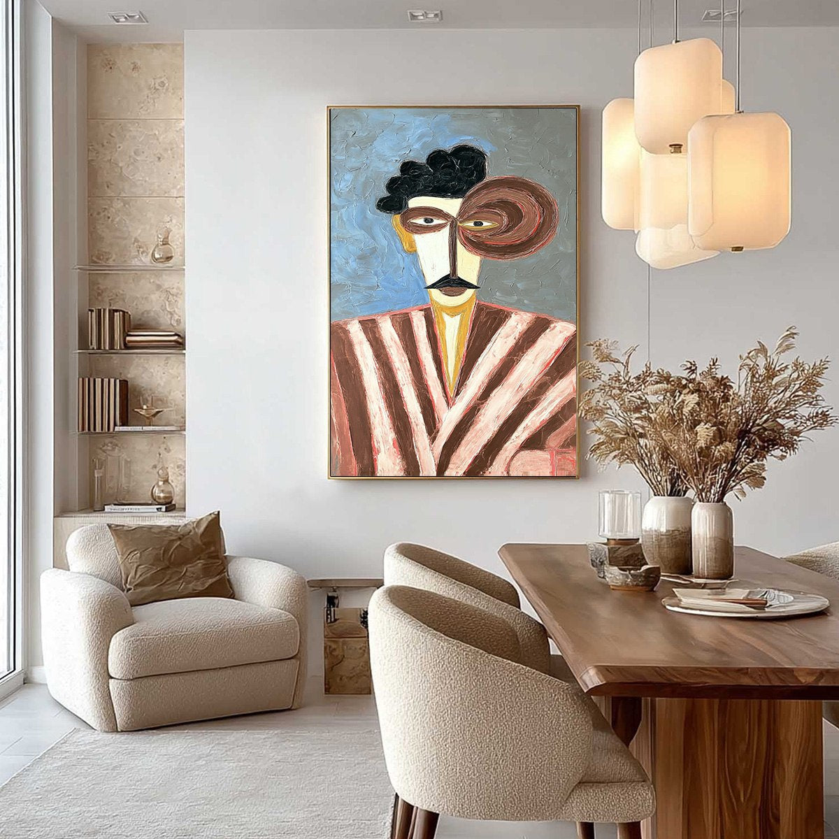 THE GENTLEMAN: Expressive Abstract Portrait Oil Painting for Modern Decor - Image 4