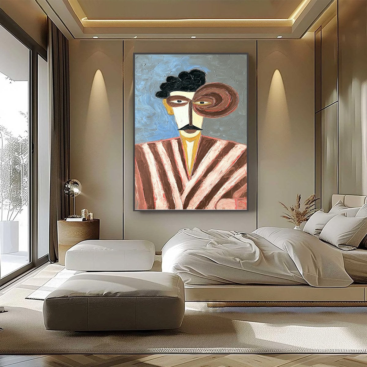 THE GENTLEMAN: Expressive Abstract Portrait Oil Painting for Modern Decor - Image 6