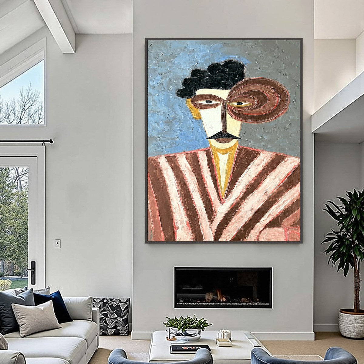 THE GENTLEMAN: Expressive Abstract Portrait Oil Painting for Modern Decor - Image 2