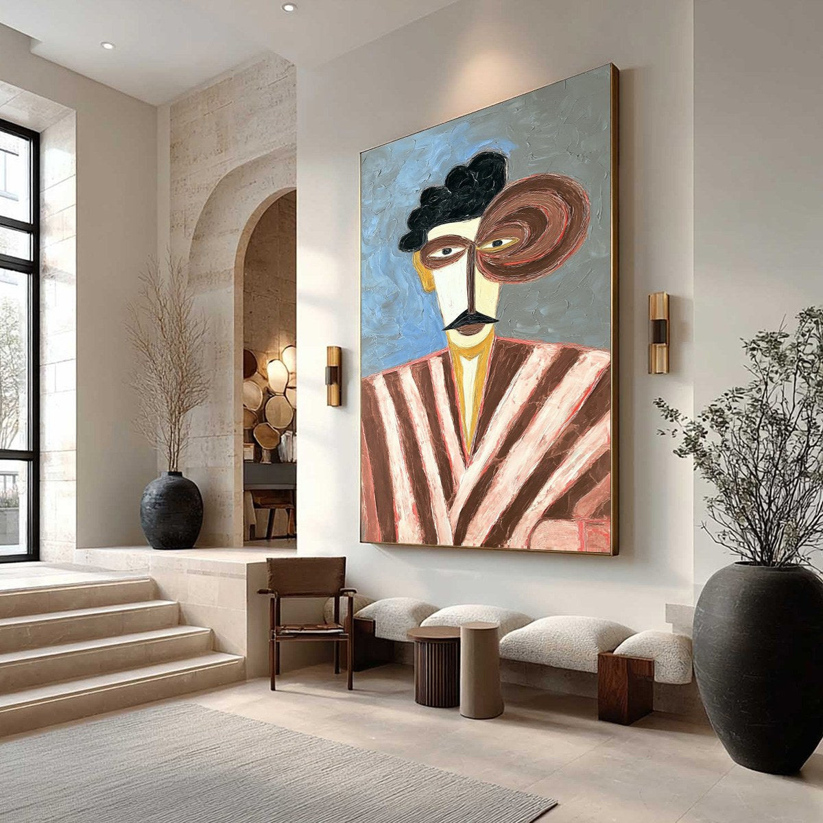THE GENTLEMAN: Expressive Abstract Portrait Oil Painting for Modern Decor - Image 7