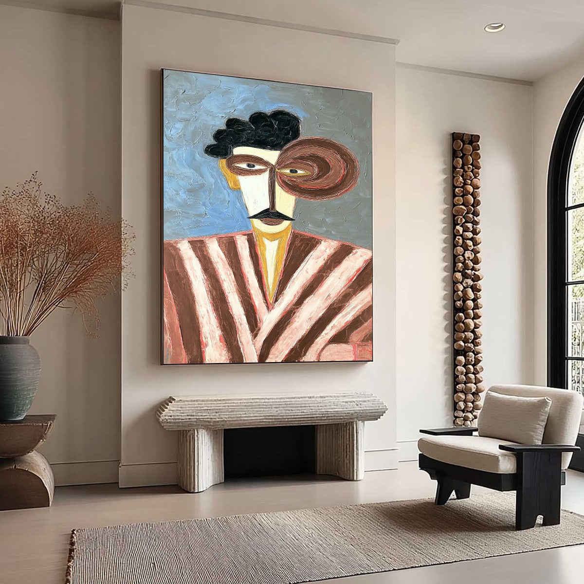 THE GENTLEMAN: Expressive Abstract Portrait Oil Painting for Modern Decor - Image 8