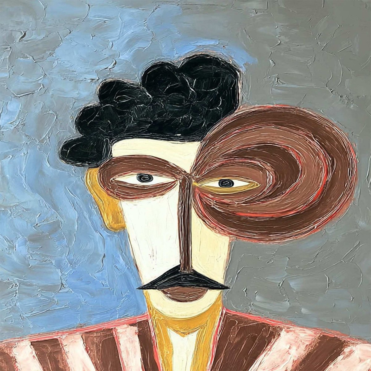 THE GENTLEMAN: Expressive Abstract Portrait Oil Painting for Modern Decor - Image 3