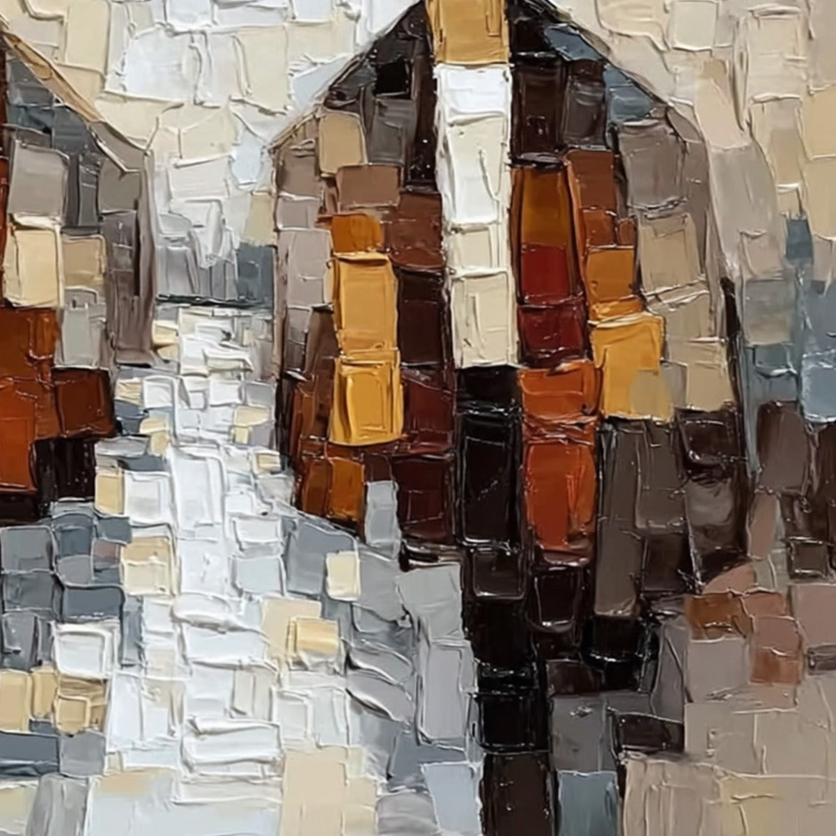 THE GENTLEMEN'S ACCORD: Textured Abstract Painting of Three Figures - Image 3