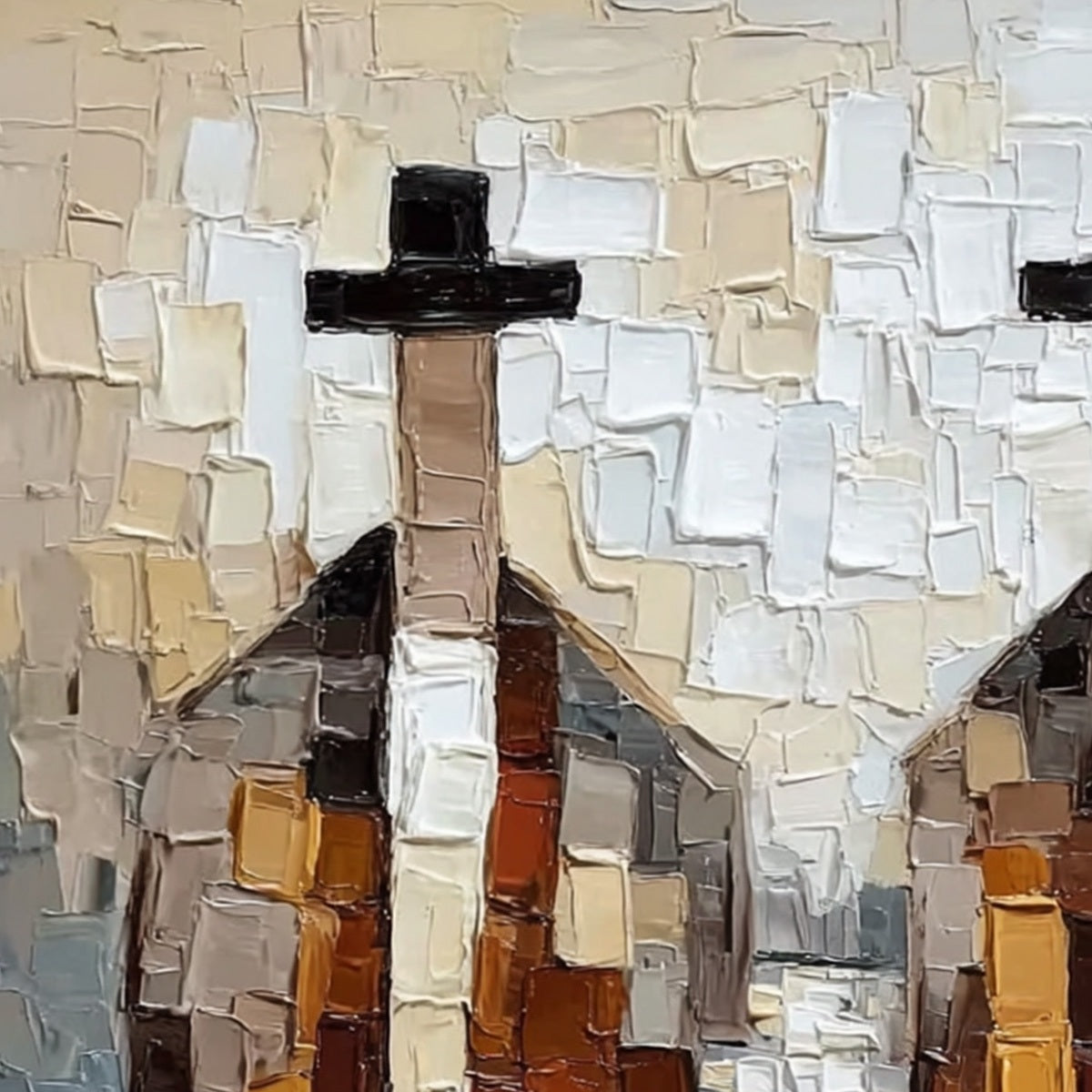 THE GENTLEMEN'S ACCORD: Textured Abstract Painting of Three Figures - Image 5